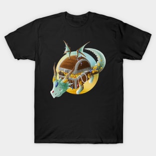 Kawaii Treasure Chest Dragon - With Background T-Shirt